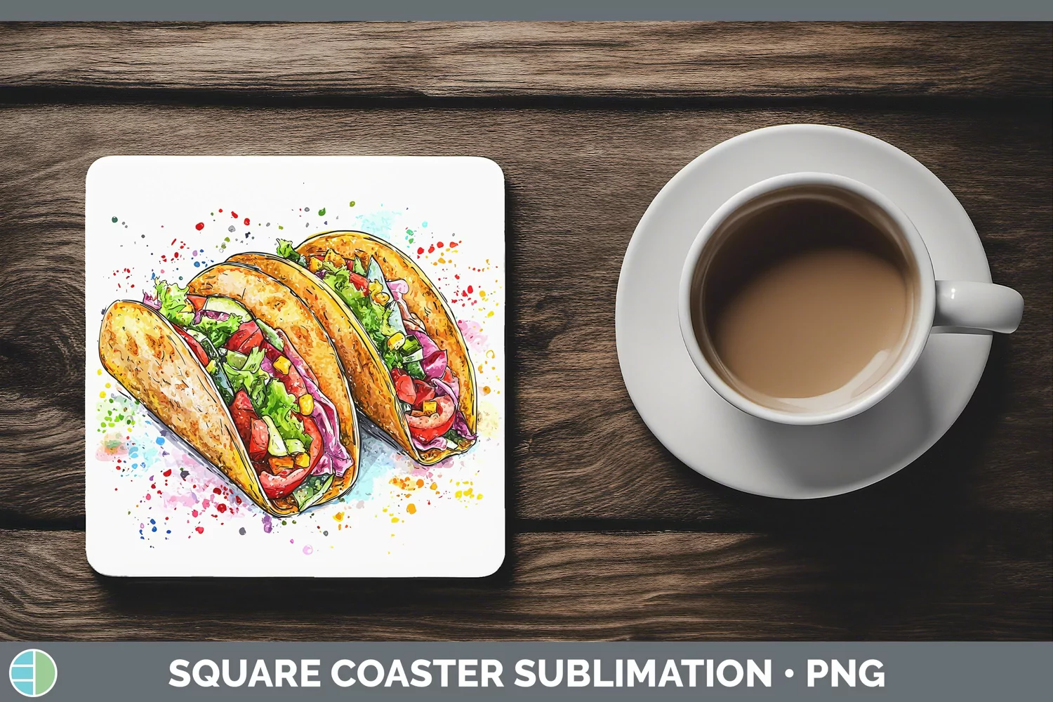 GorgeousWatercolor Splash Square Coaster design.