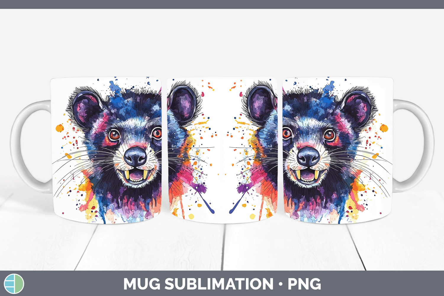 GorgeousWatercolor Splash Mug Wrap design.