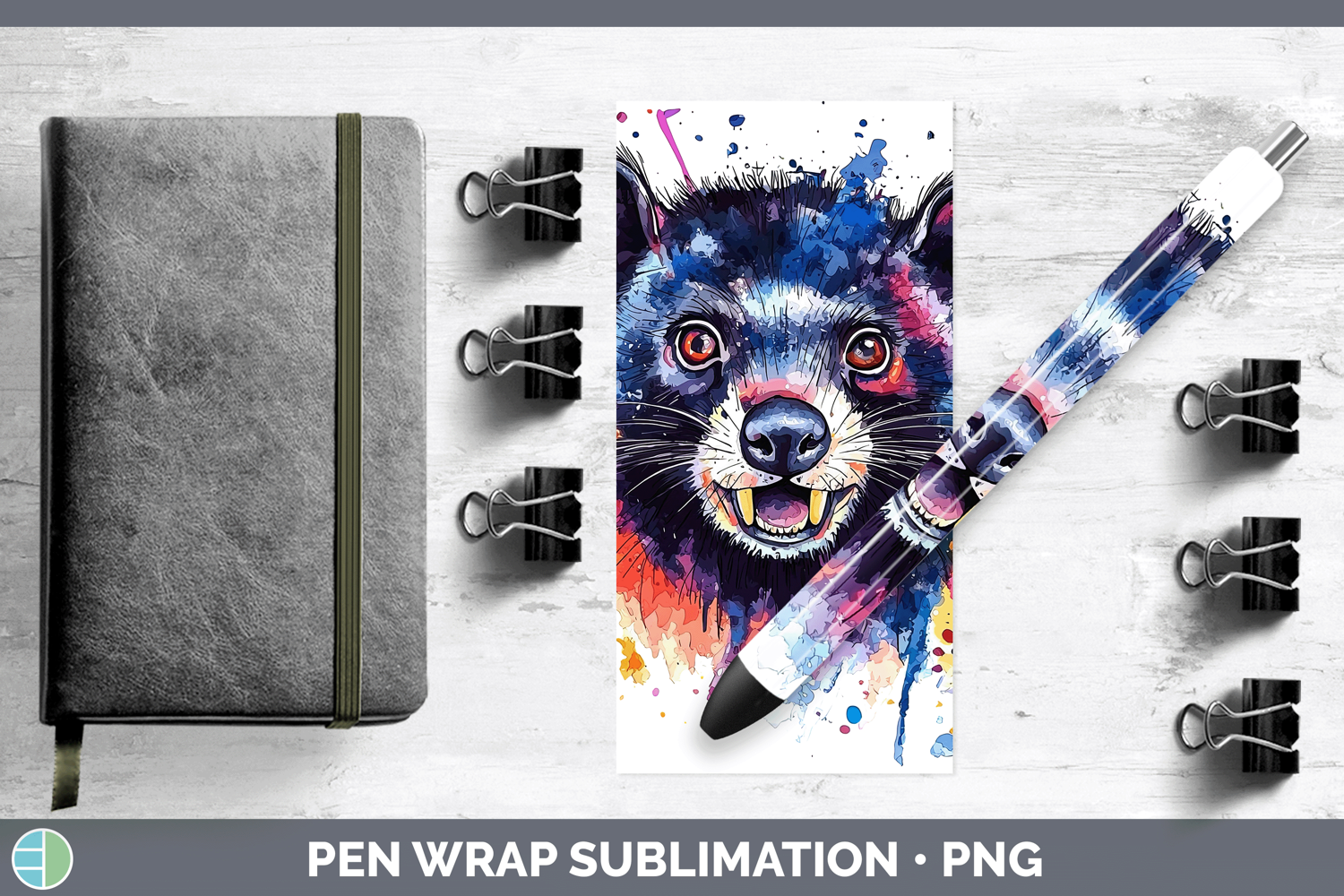 GorgeousWatercolor Splash Pen Wrap design.