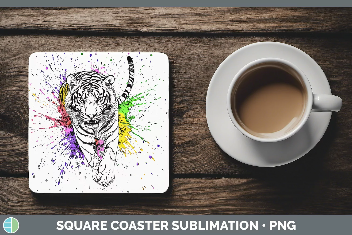 GorgeousWatercolor Splash Square Coaster design.