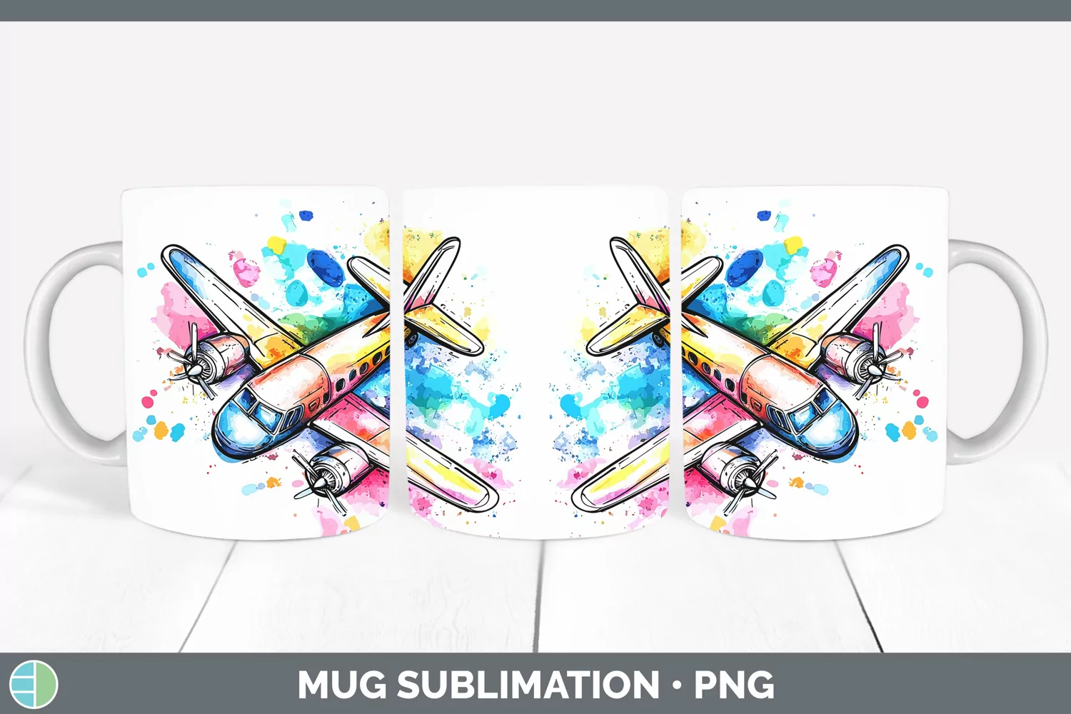 GorgeousWatercolor Splash Toy Mug Wrap design.