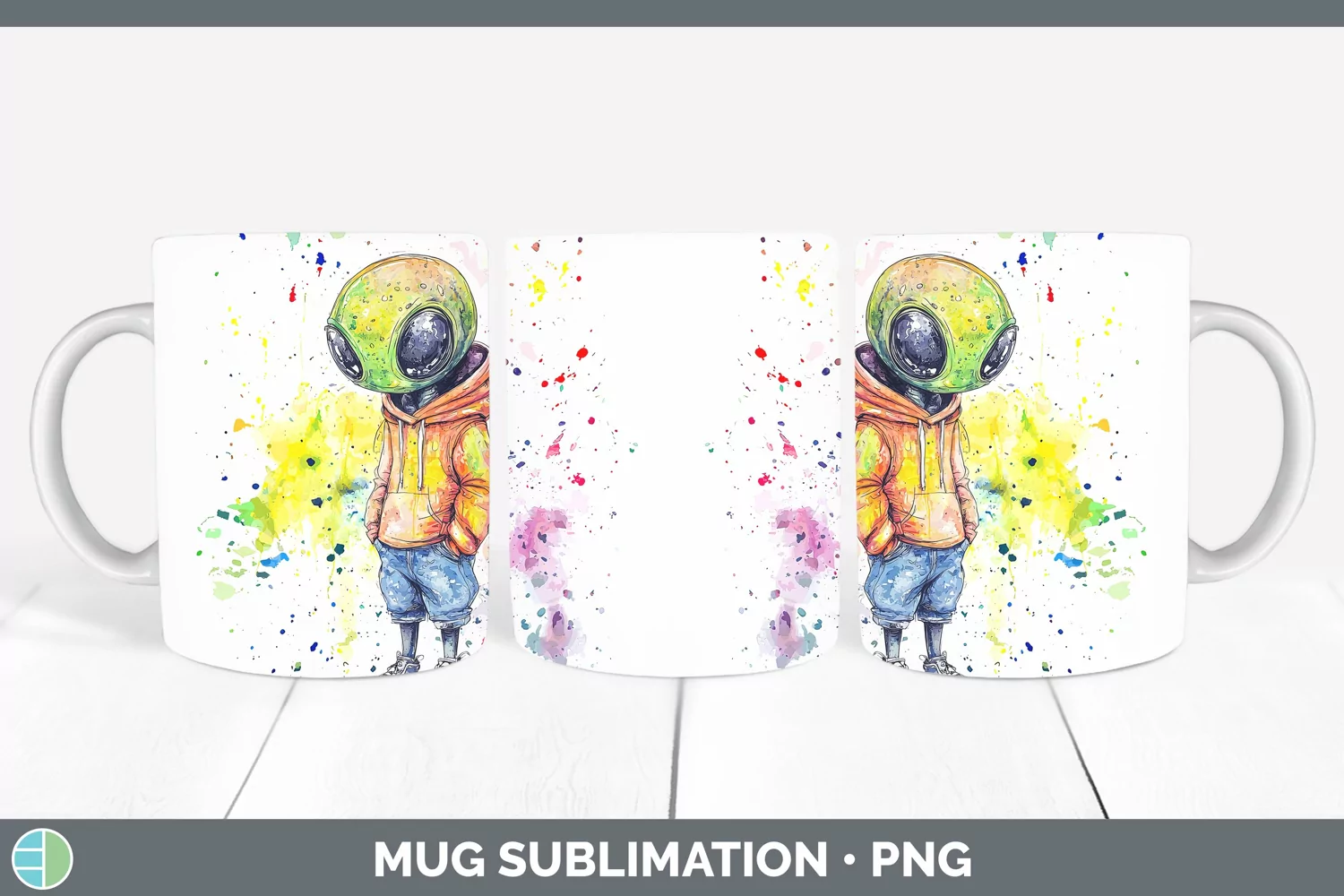 GorgeousWatercolor Splash Toy Mug Wrap design.