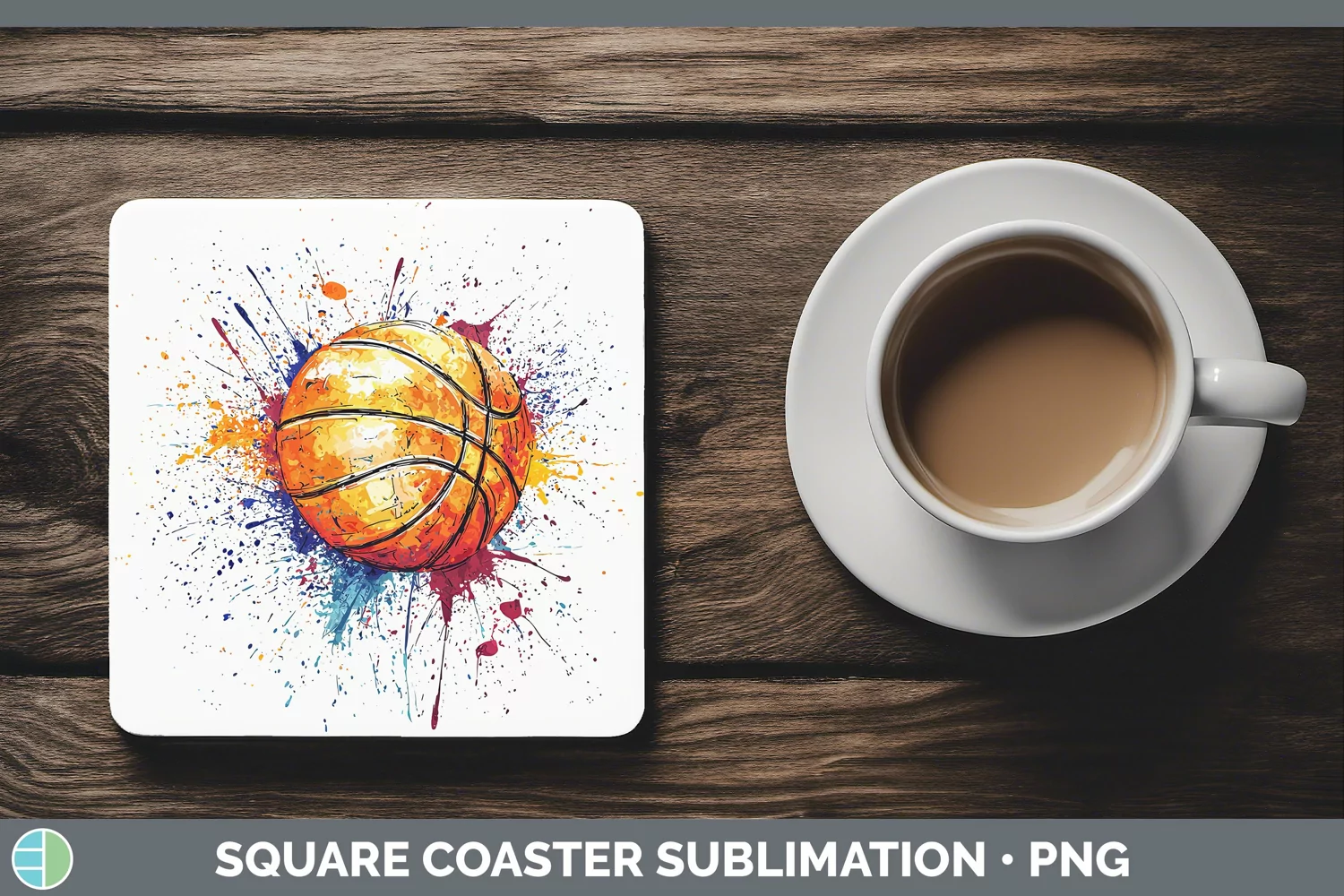 GorgeousWatercolor Splash Toy Square Coaster design.