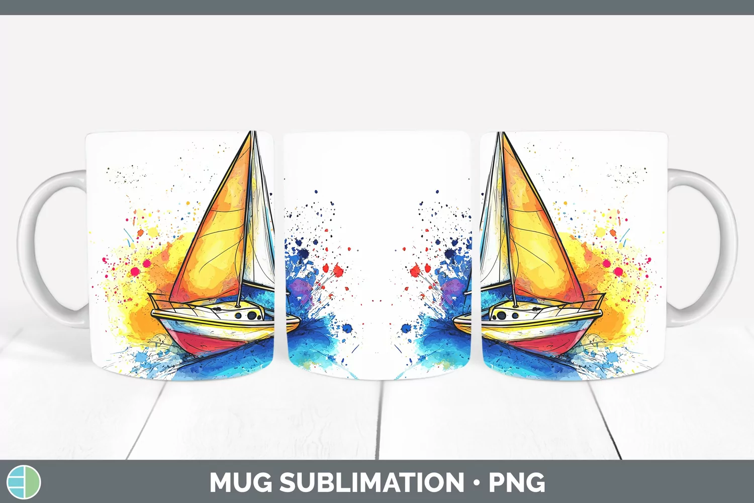 GorgeousWatercolor Splash Toy Mug Wrap design.