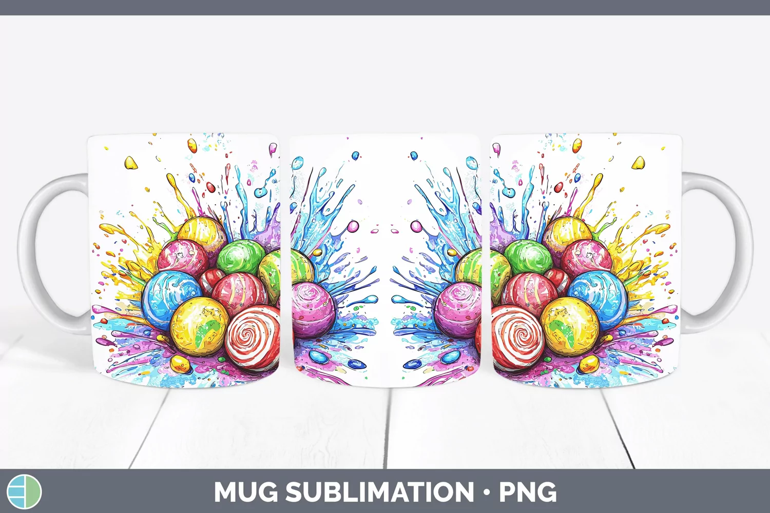 GorgeousWatercolor Splash Toy Mug Wrap design.