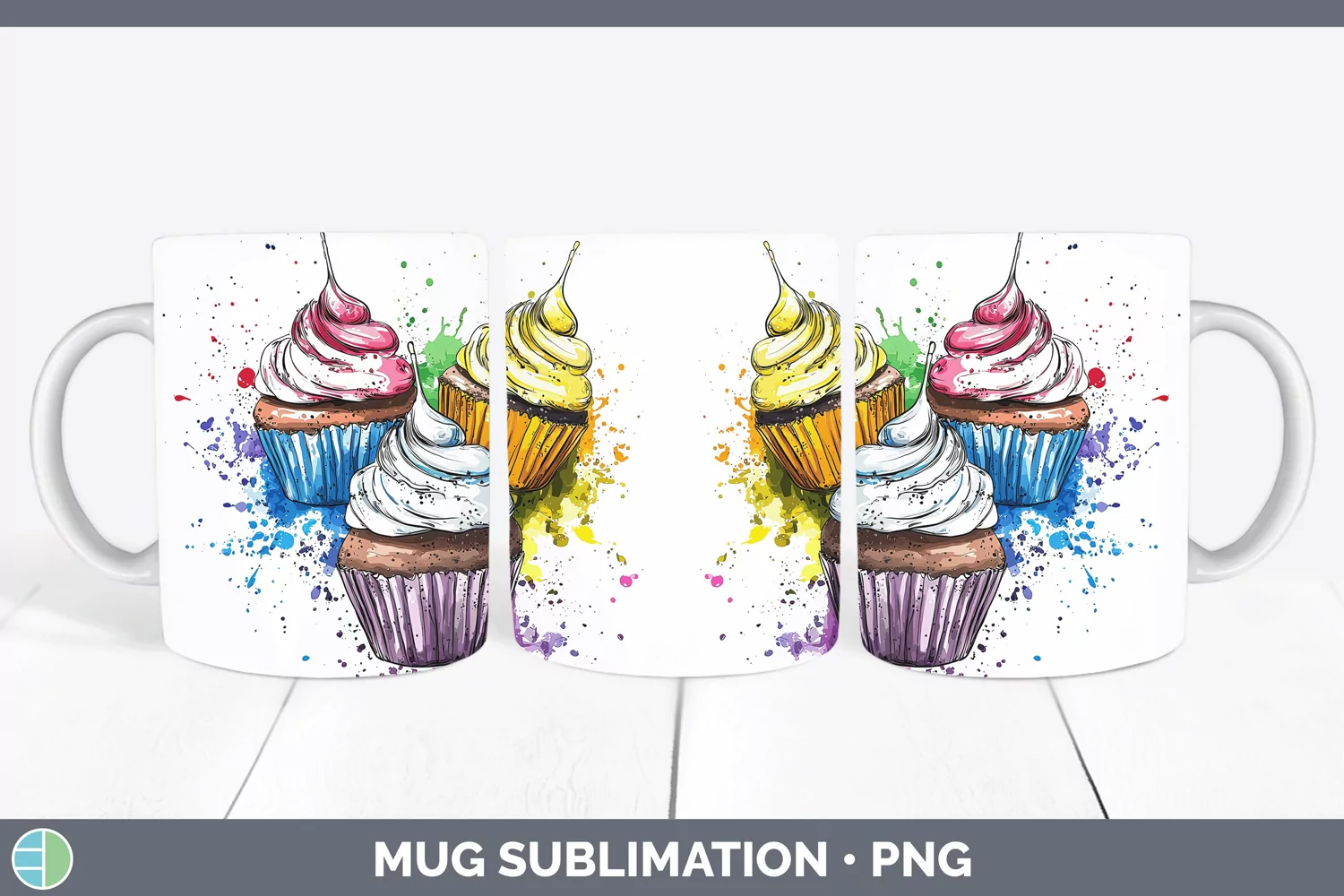 GorgeousWatercolor Splash Toy Mug Wrap design.