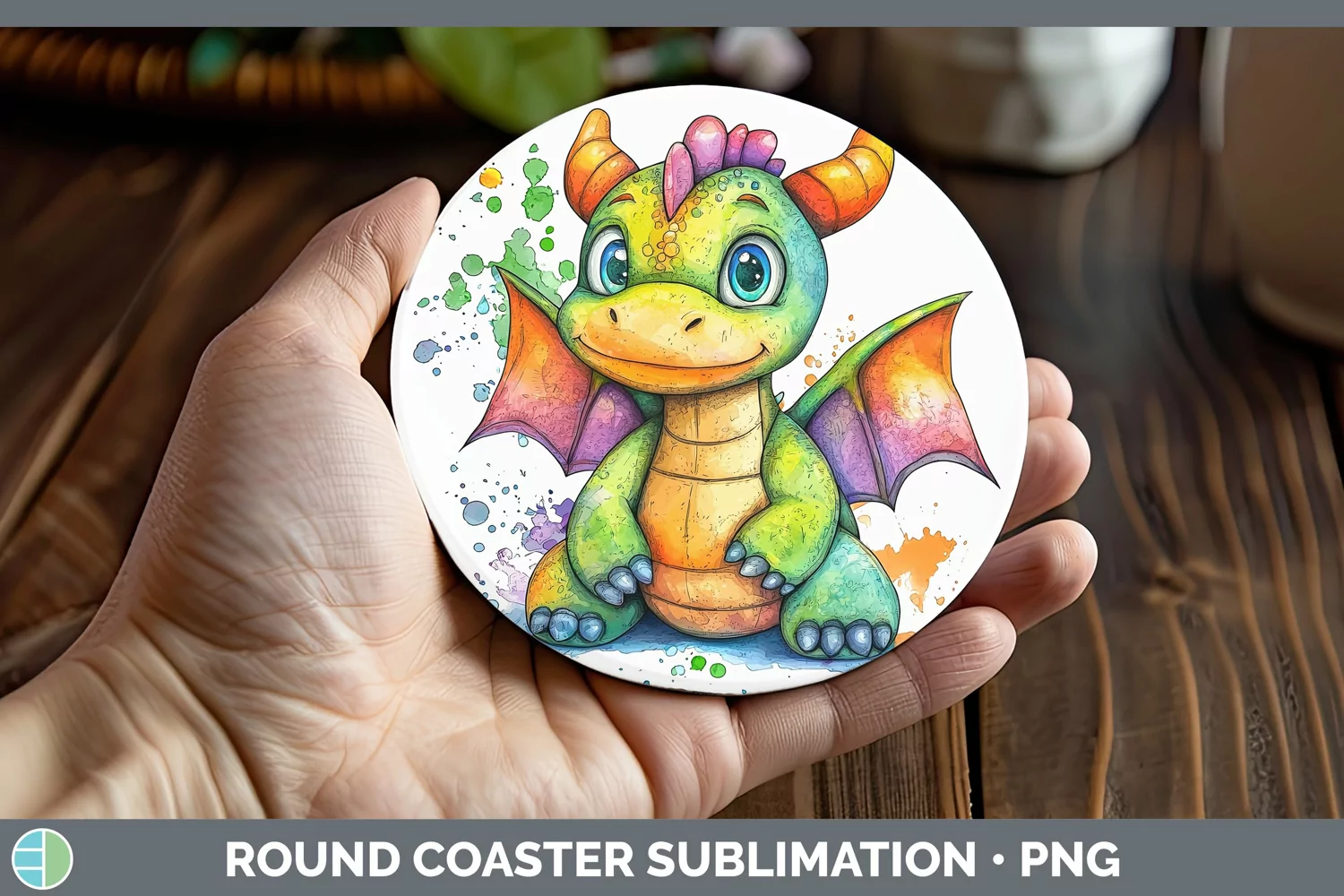 GorgeousWatercolor Splash Toy Round Coaster design.