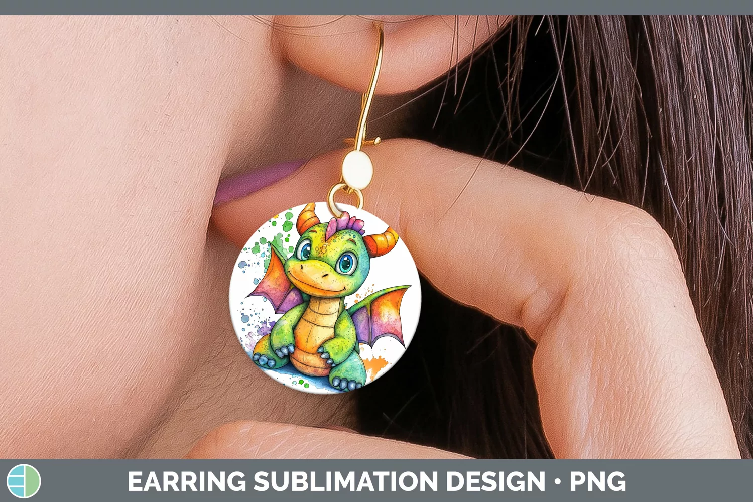 GorgeousWatercolor Splash Toy Round Earrings design.