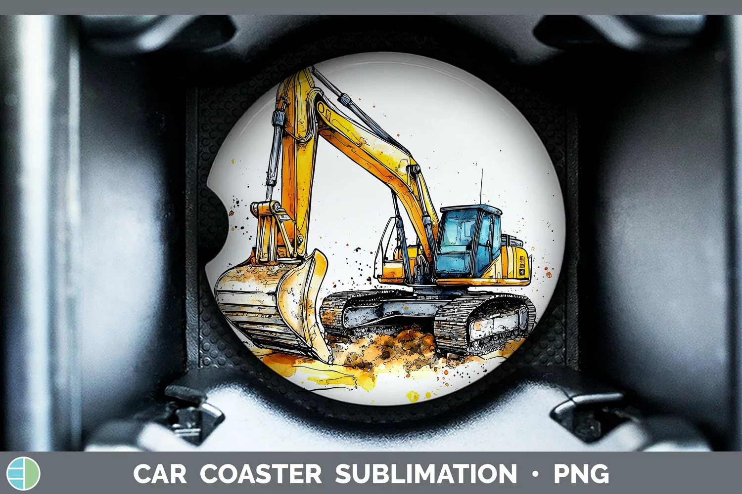GorgeousWatercolor Splash Toy Car Coaster design.