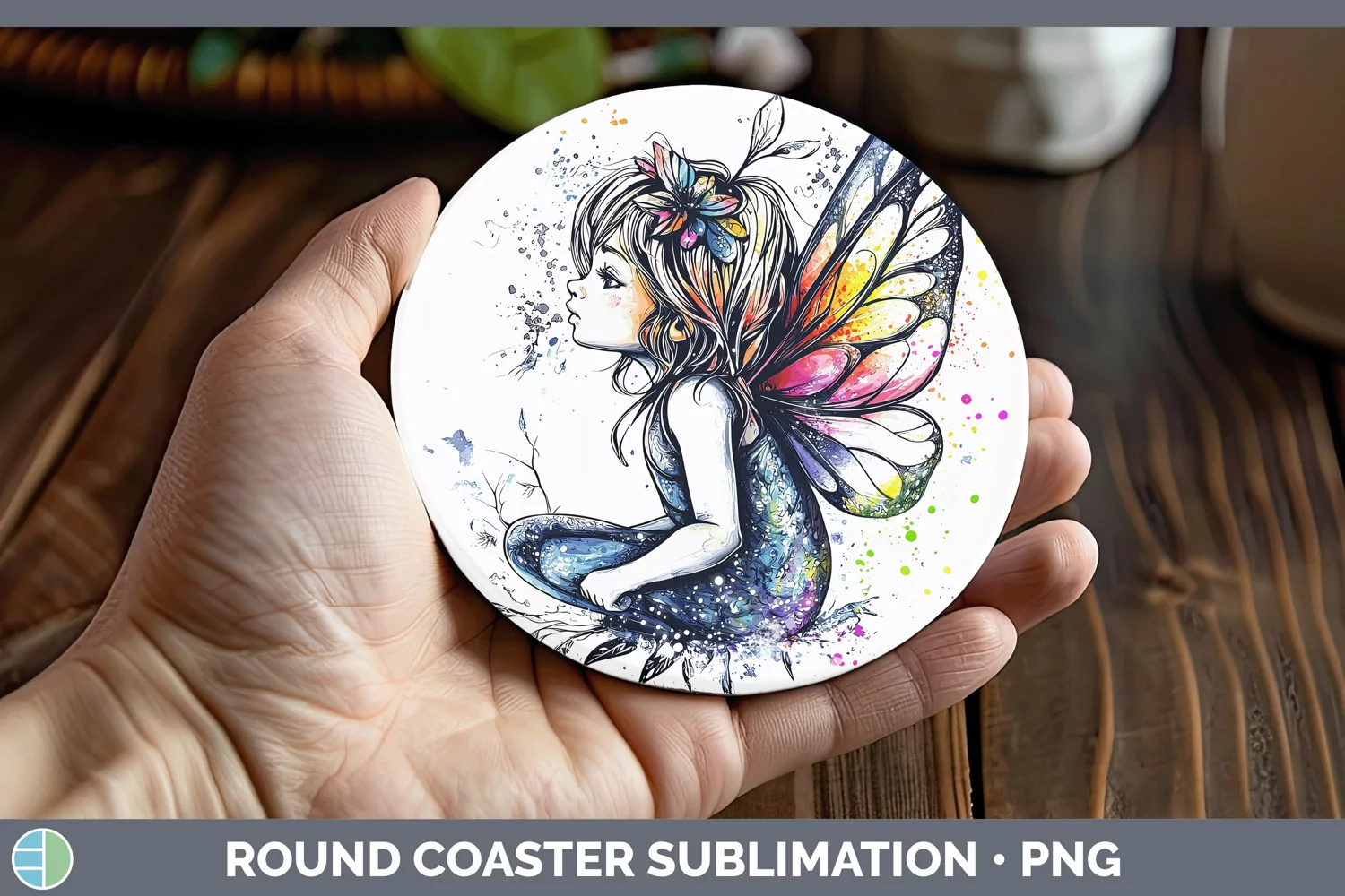 GorgeousWatercolor Splash Toy Round Coaster design.