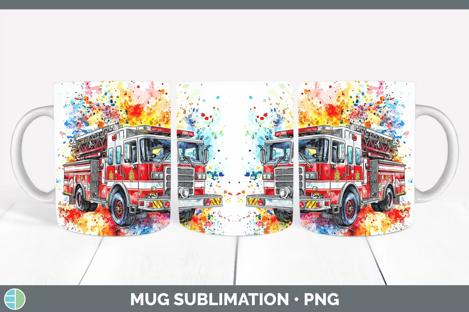 GorgeousWatercolor Splash Toy Mug Wrap design.
