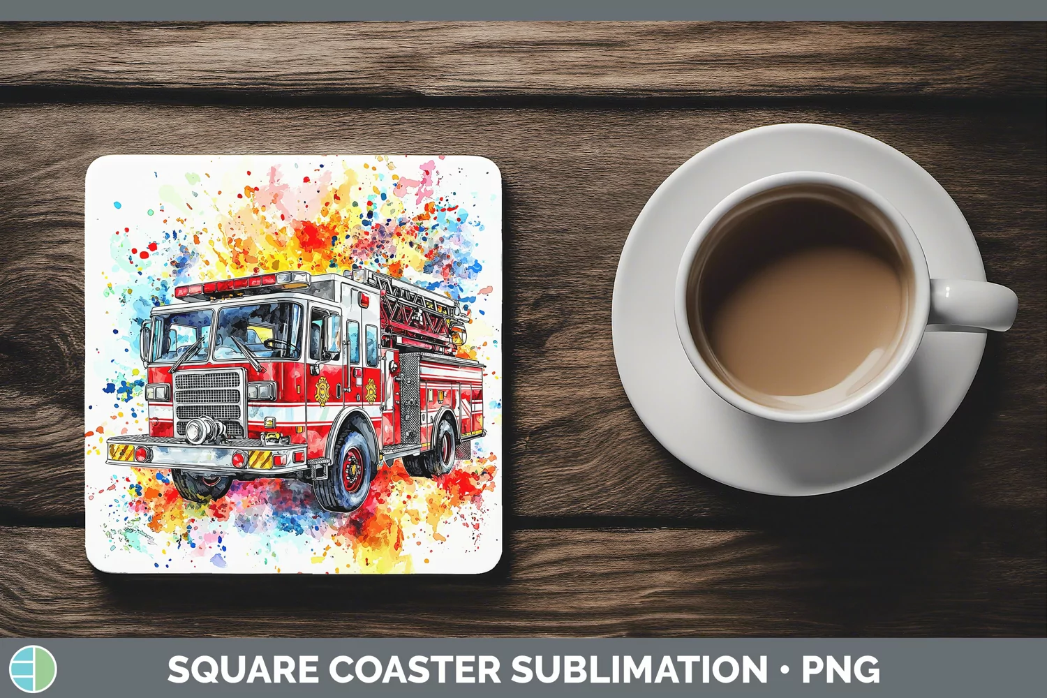 GorgeousWatercolor Splash Toy Square Coaster design.