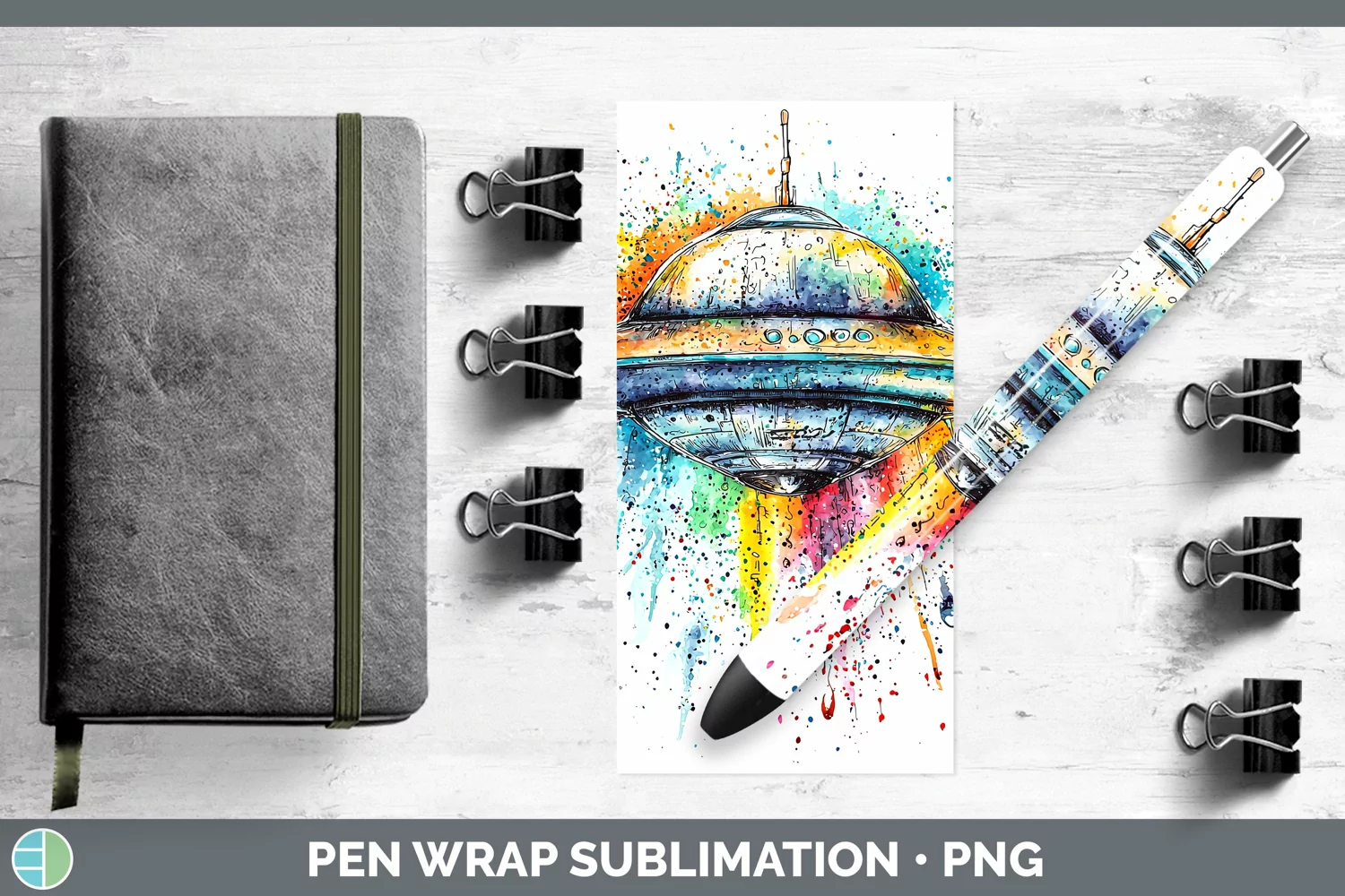 GorgeousWatercolor Splash Toy Pen Wrap design.