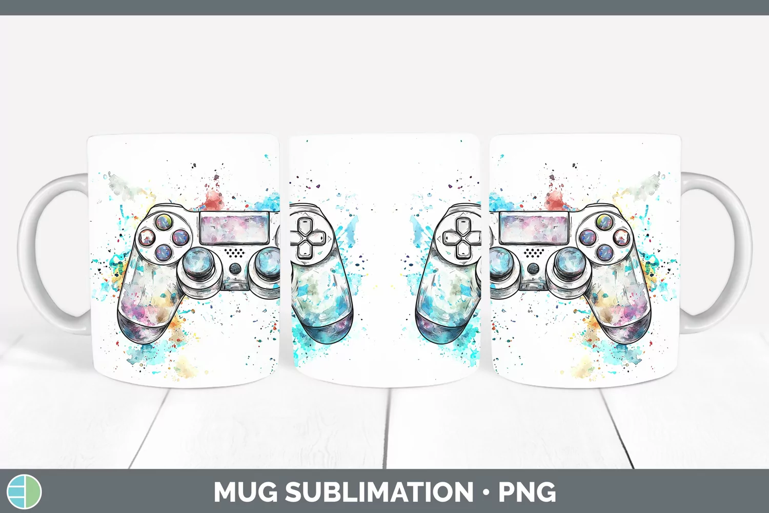 GorgeousWatercolor Splash Toy Mug Wrap design.