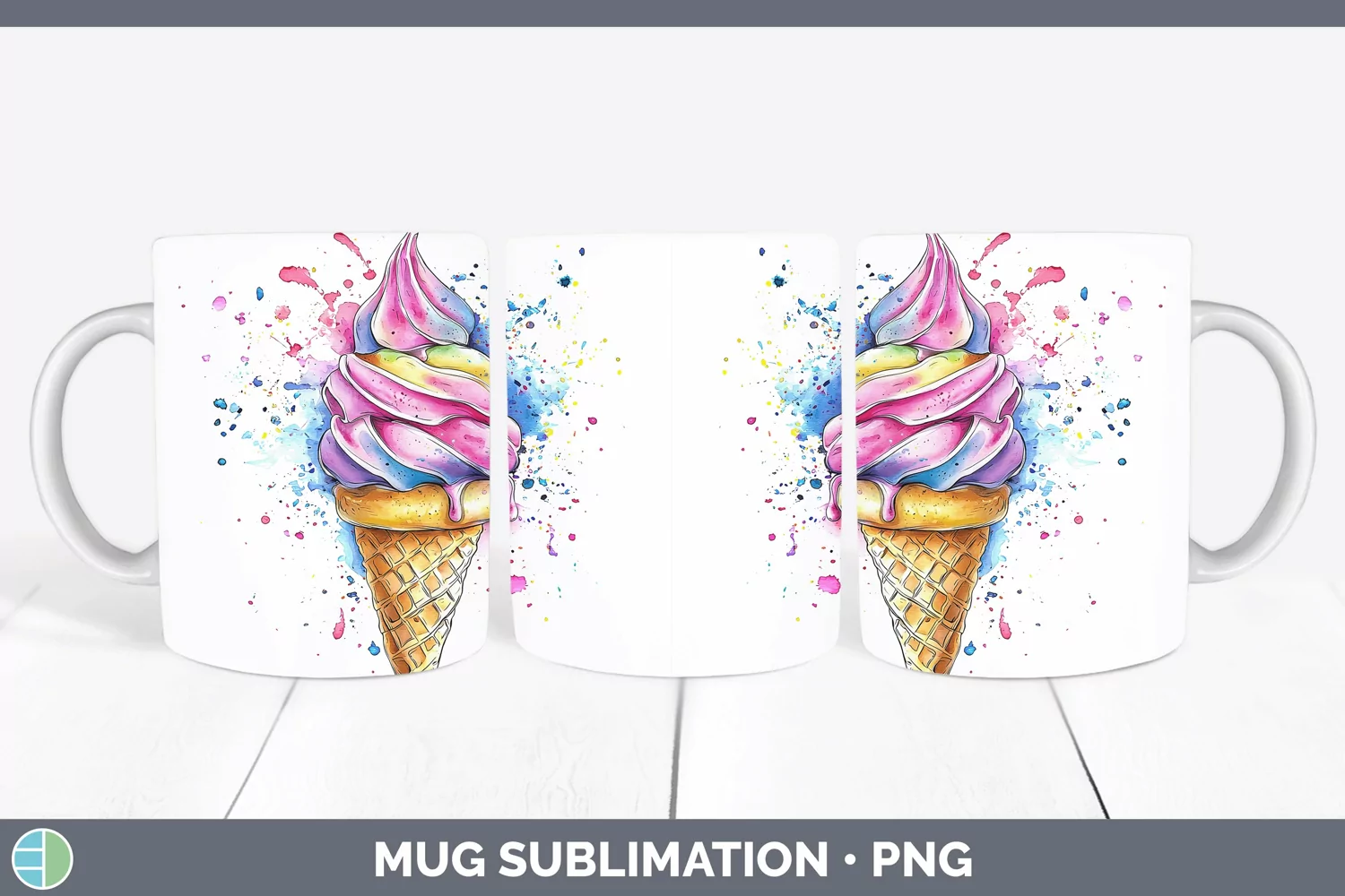 GorgeousWatercolor Splash Toy Mug Wrap design.
