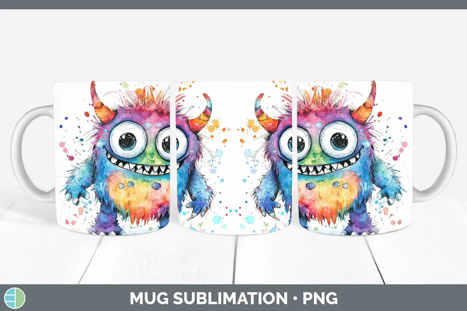 GorgeousWatercolor Splash Toy Mug Wrap design.