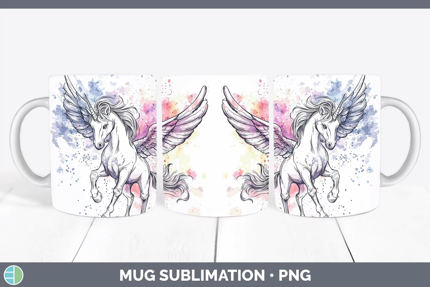 GorgeousWatercolor Splash Toy Mug Wrap design.