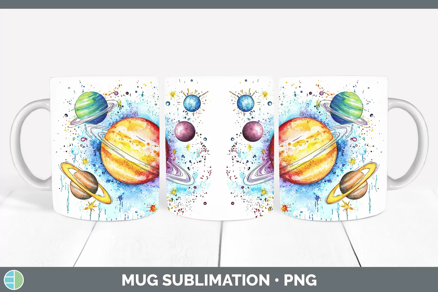 GorgeousWatercolor Splash Toy Mug Wrap design.