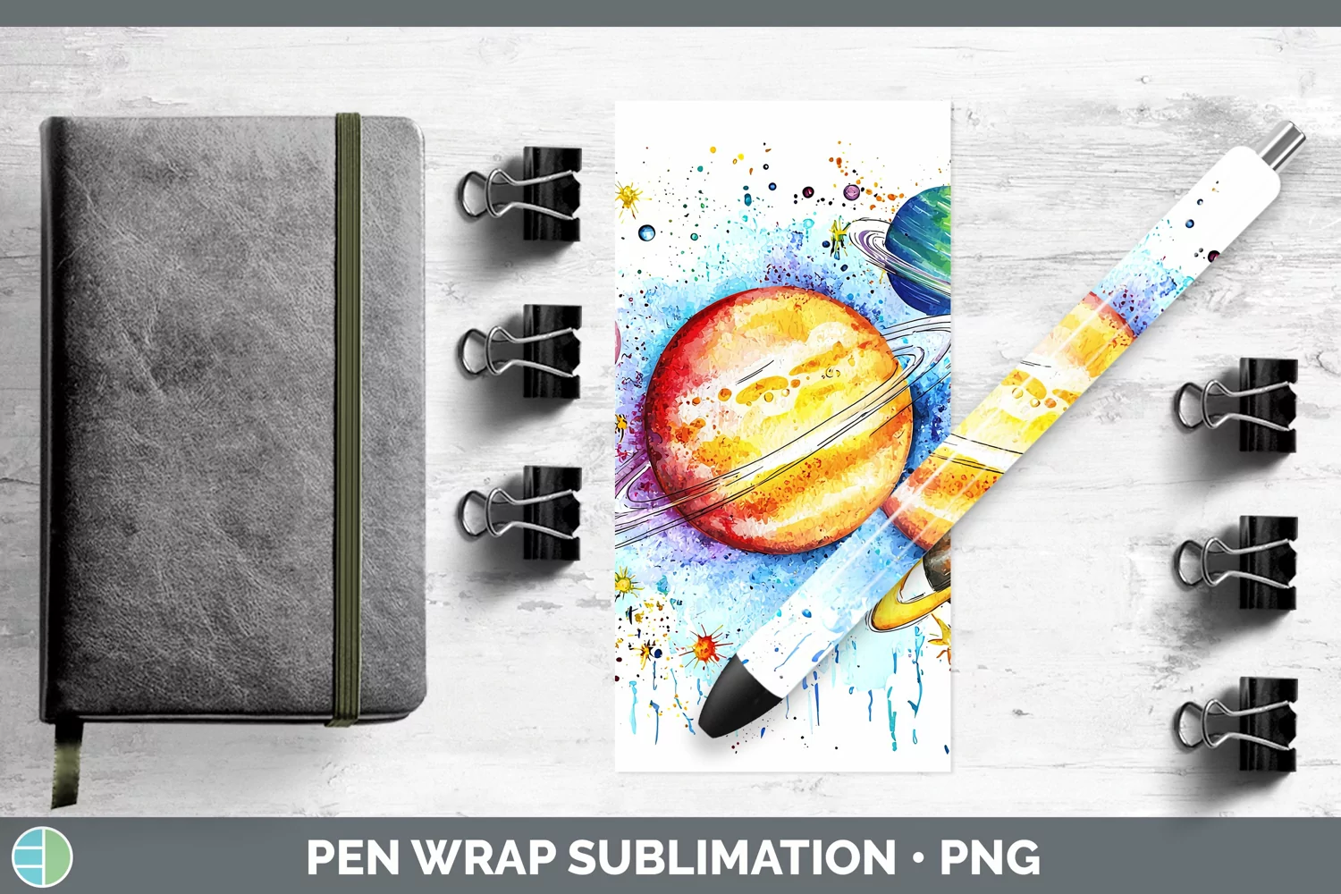 GorgeousWatercolor Splash Toy Pen Wrap design.