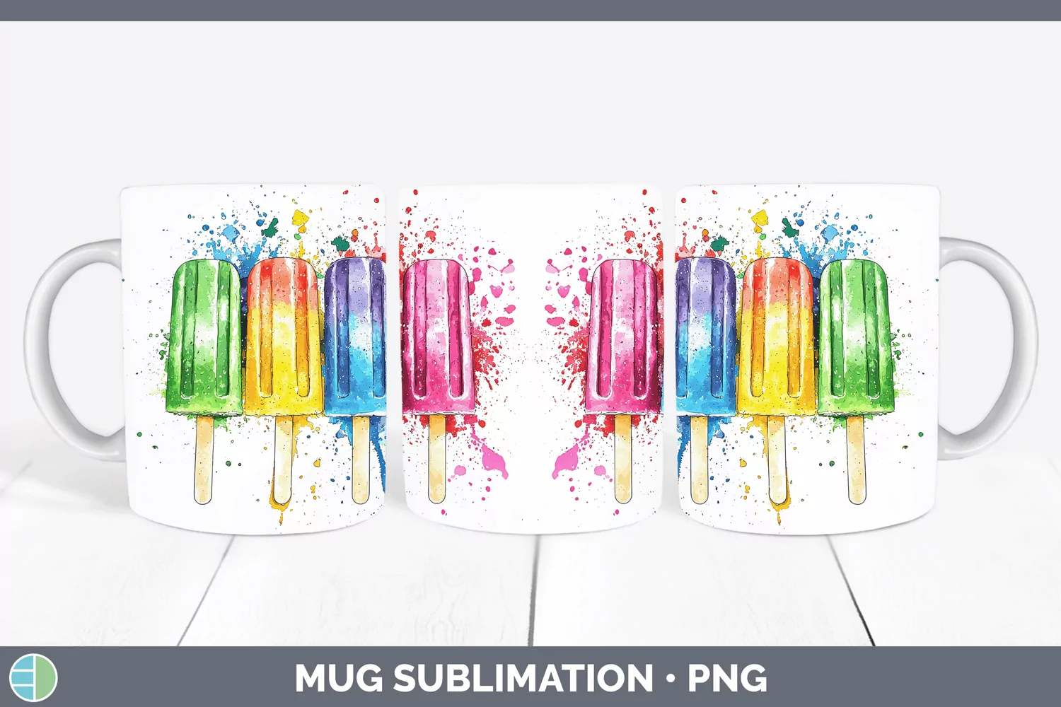 GorgeousWatercolor Splash Toy Mug Wrap design.