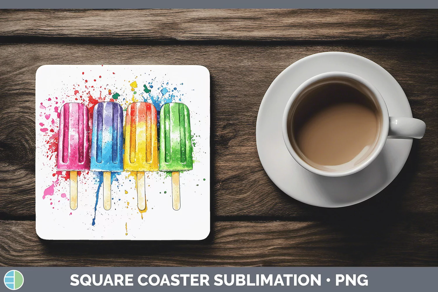 GorgeousWatercolor Splash Toy Square Coaster design.