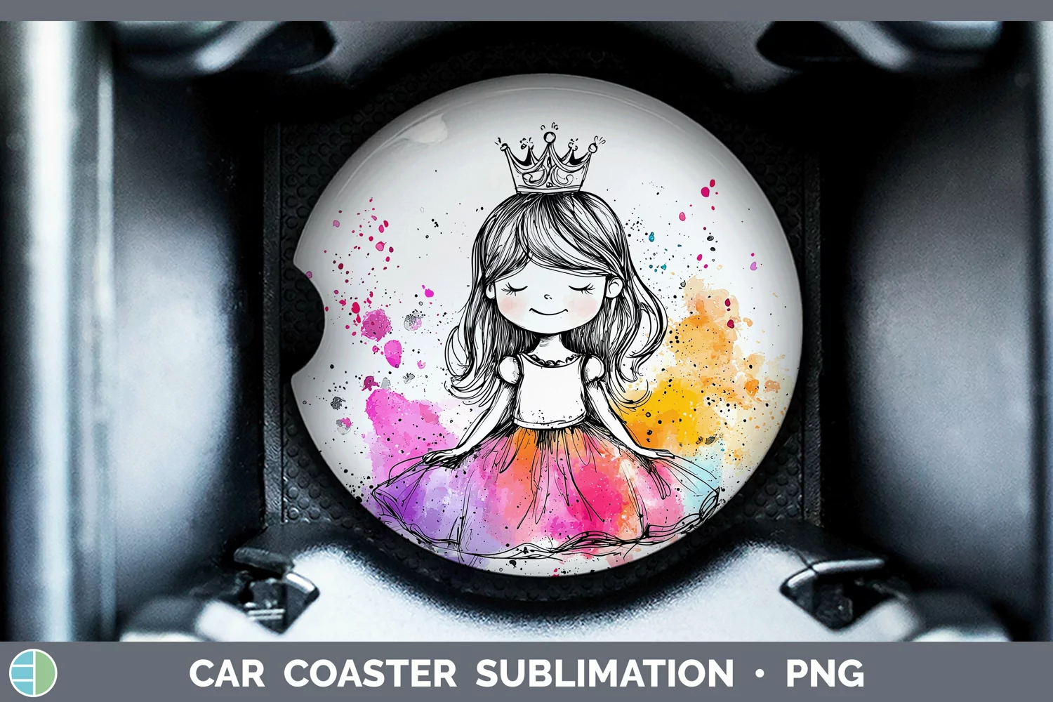 GorgeousWatercolor Splash Toy Car Coaster design.