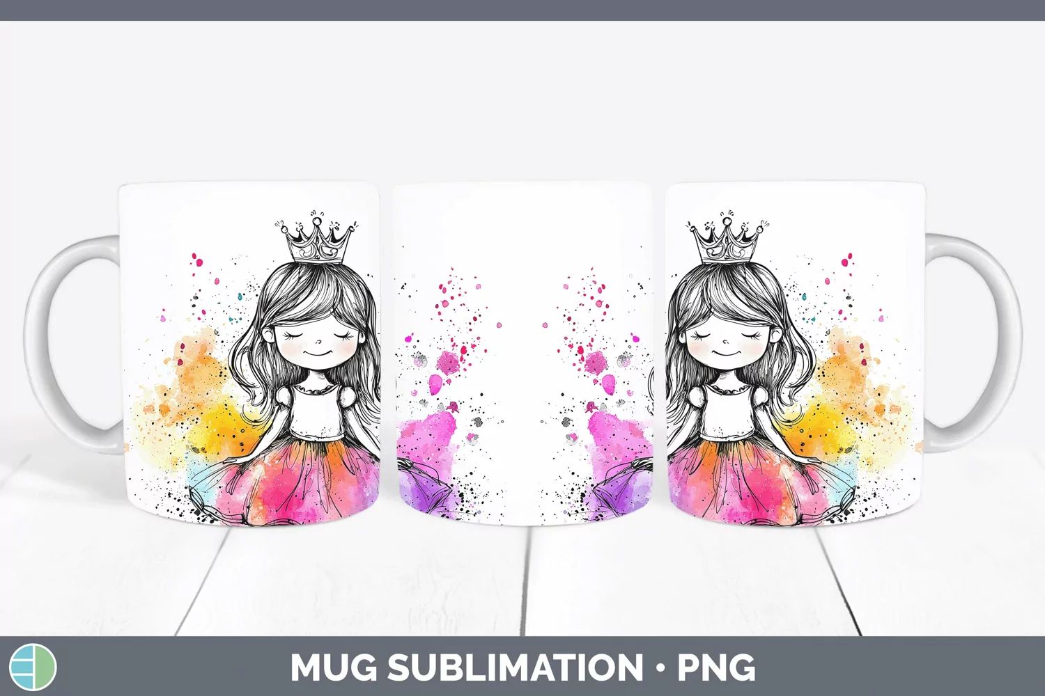 GorgeousWatercolor Splash Toy Mug Wrap design.