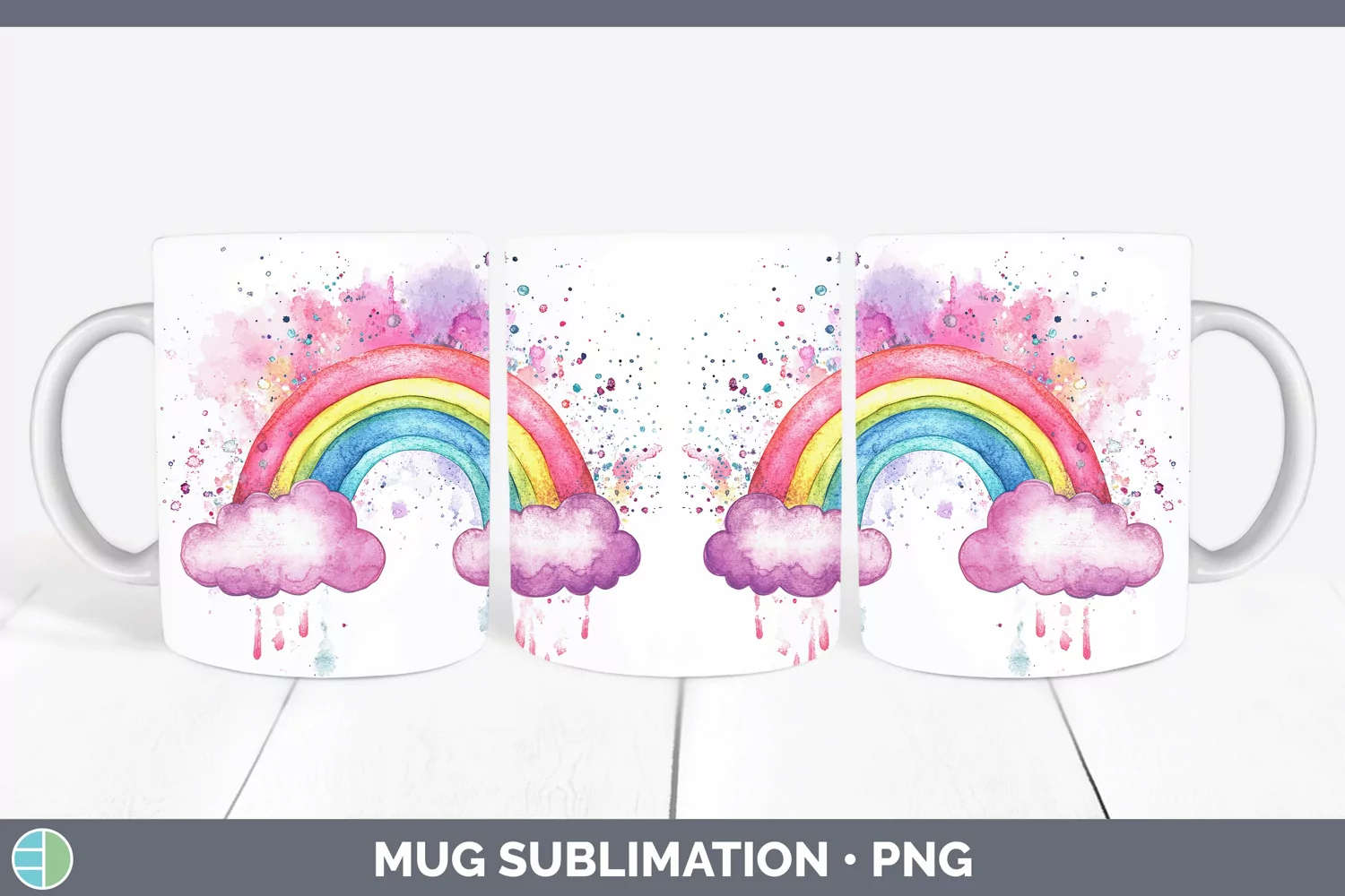 GorgeousWatercolor Splash Toy Mug Wrap design.