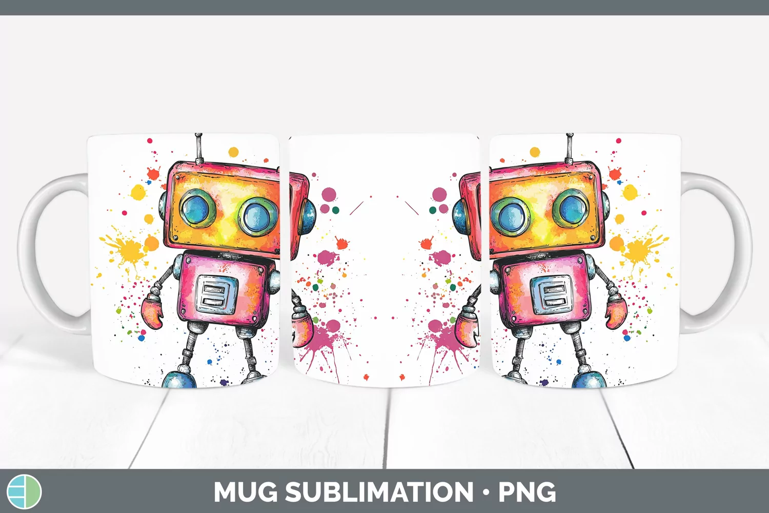GorgeousWatercolor Splash Toy Mug Wrap design.