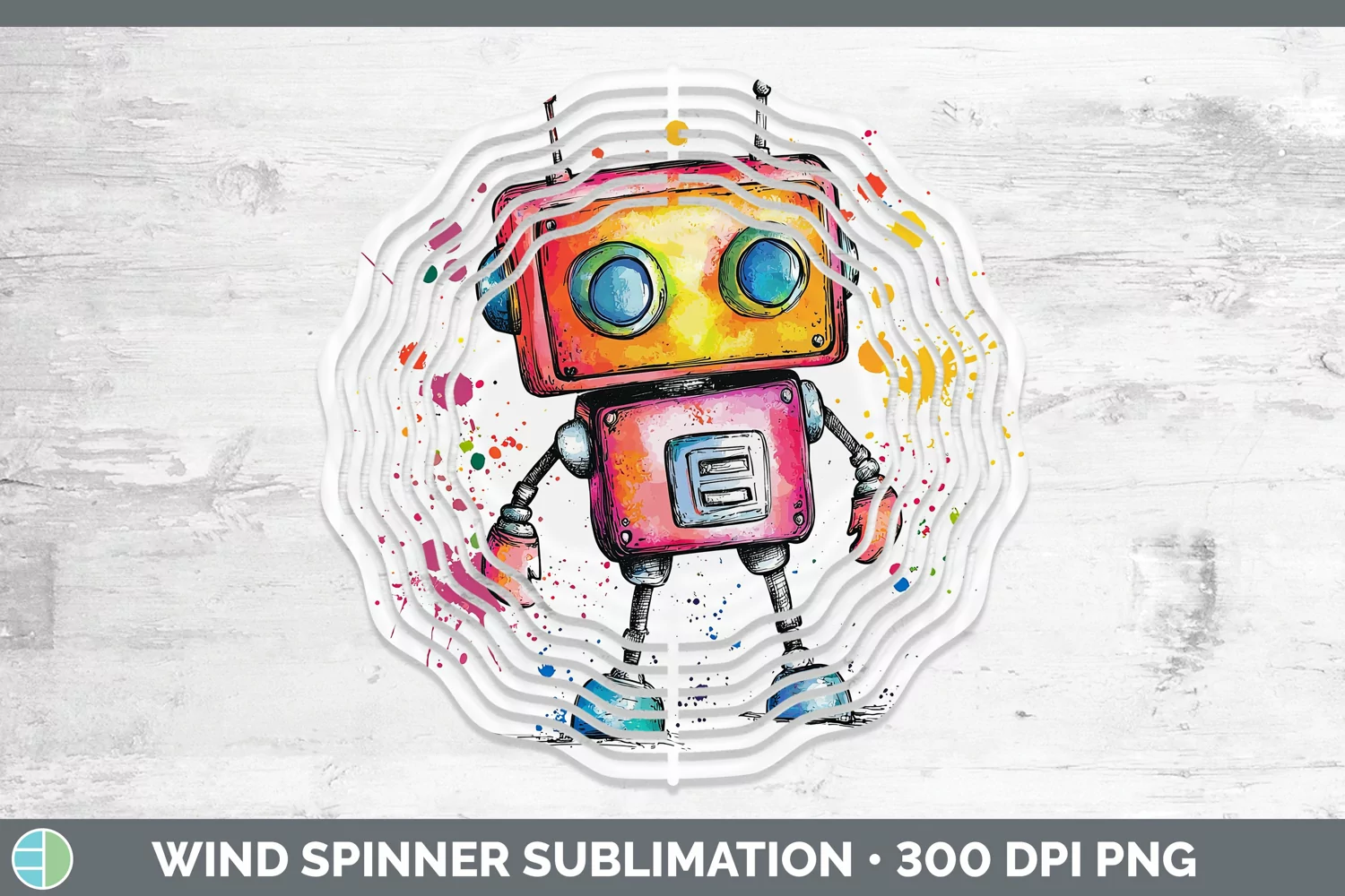 GorgeousWatercolor Splash Toy Wind Spinner design.