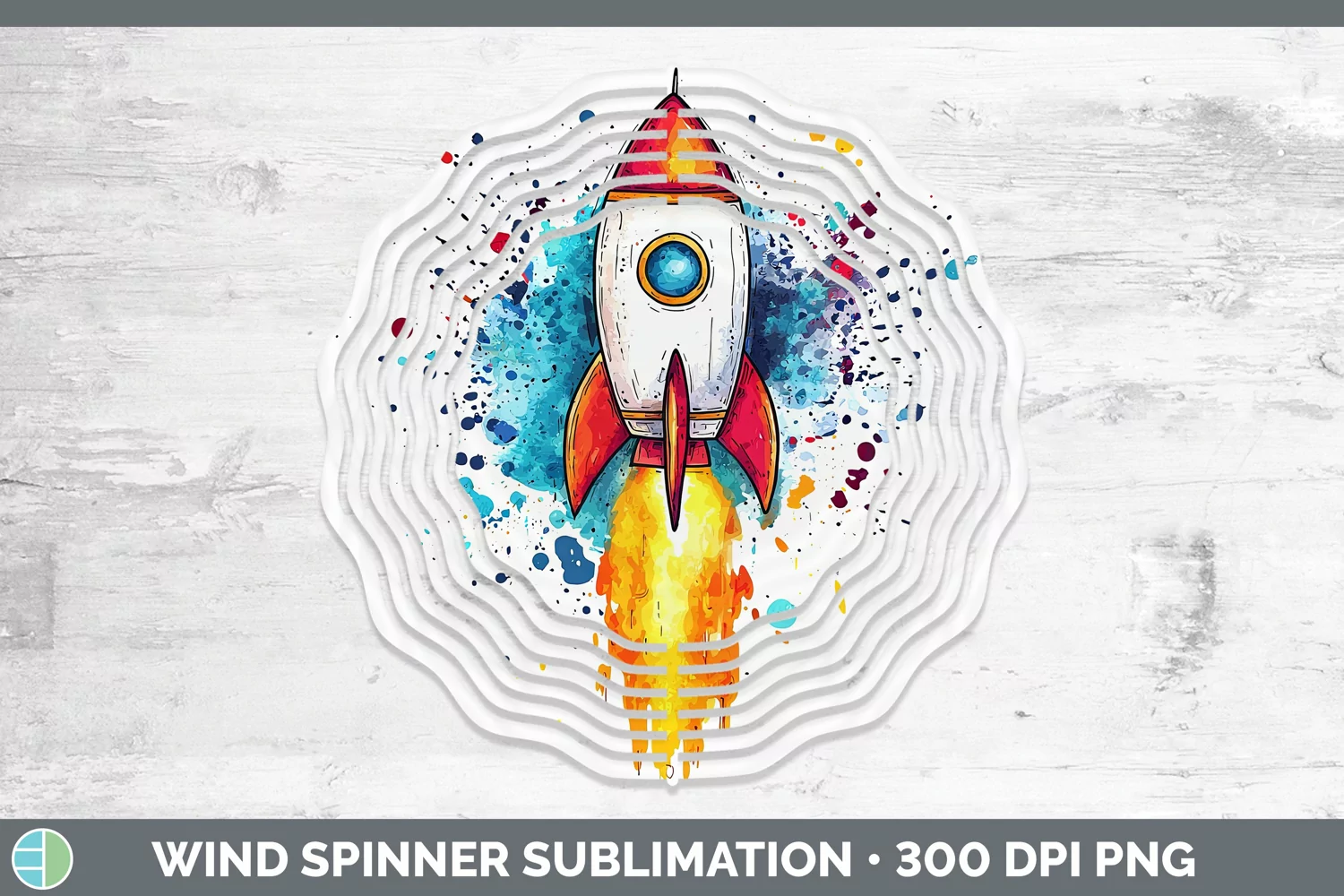 GorgeousWatercolor Splash Toy Wind Spinner design.