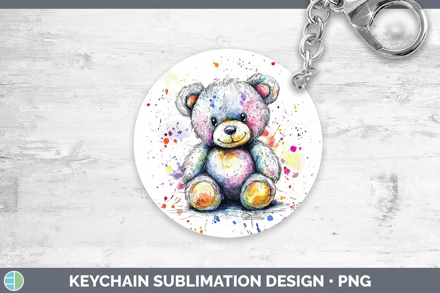 GorgeousWatercolor Splash Toy Keychain design.