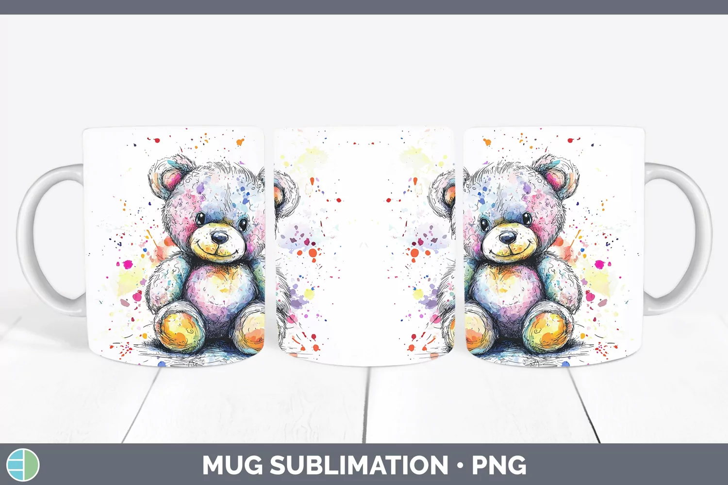 GorgeousWatercolor Splash Toy Mug Wrap design.