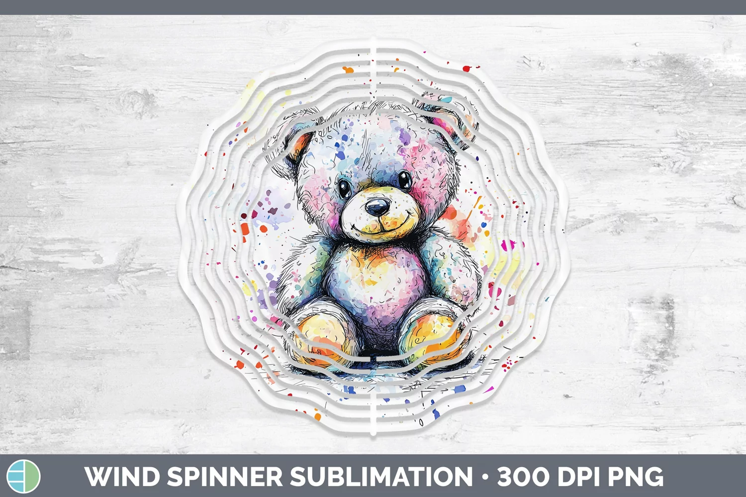 GorgeousWatercolor Splash Toy Wind Spinner design.