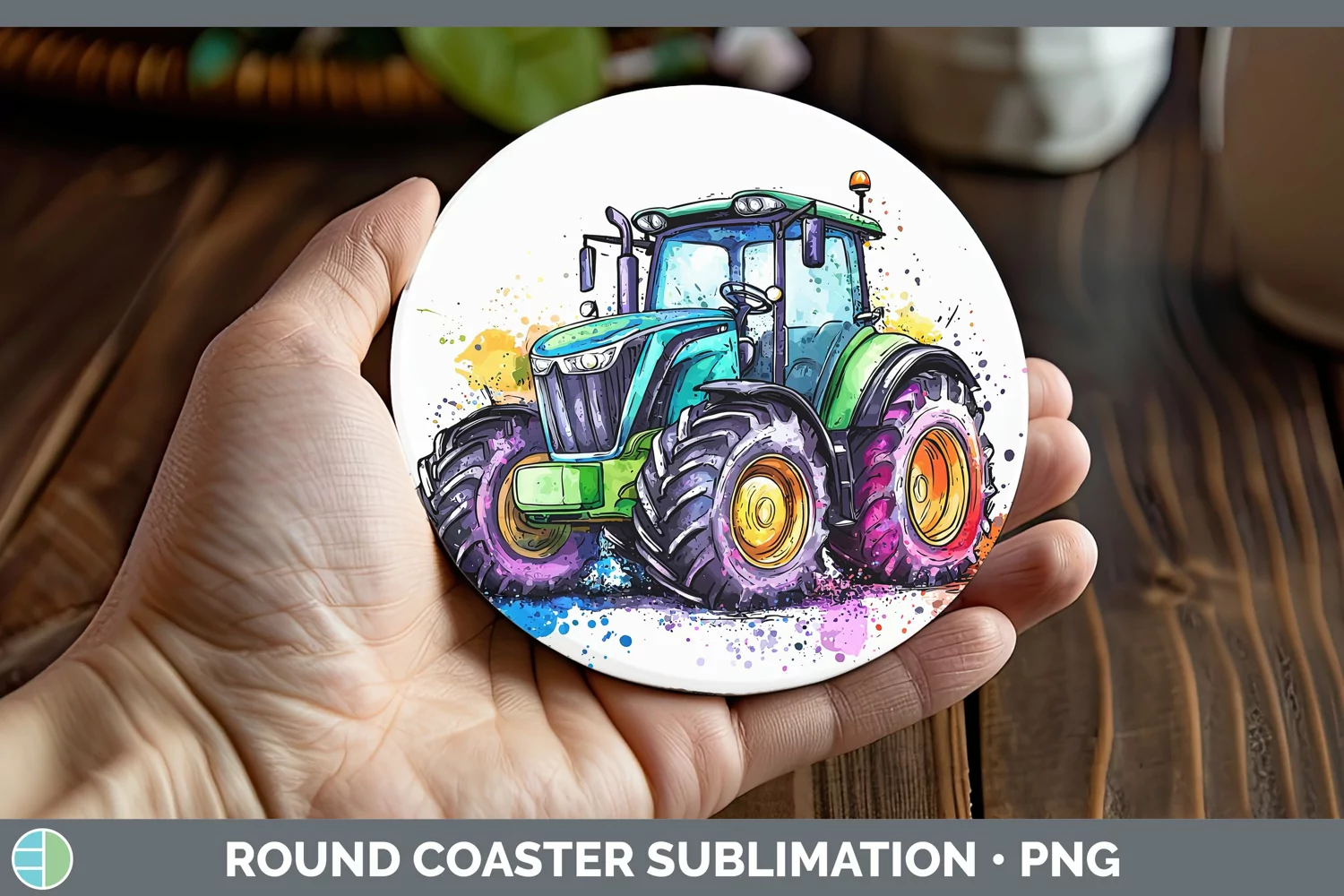 GorgeousWatercolor Splash Toy Round Coaster design.