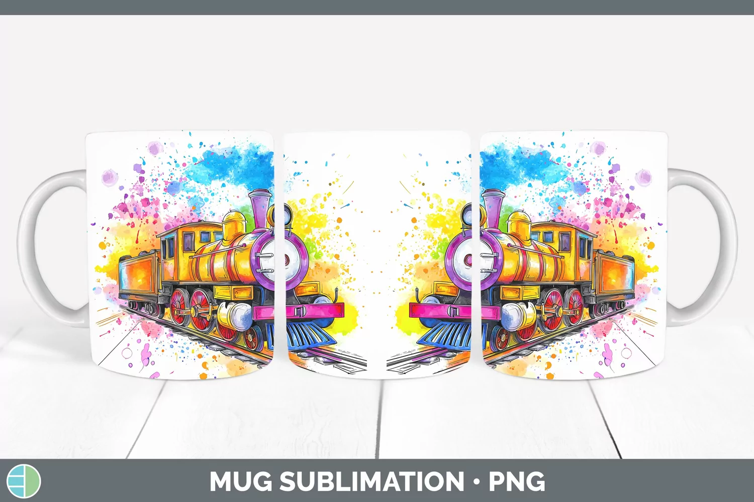 GorgeousWatercolor Splash Toy Mug Wrap design.