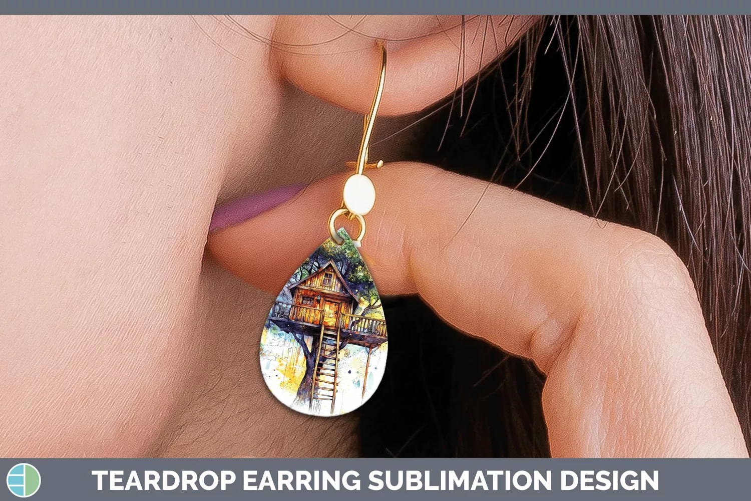 GorgeousWatercolor Splash Toy Teardrop Earrings design.