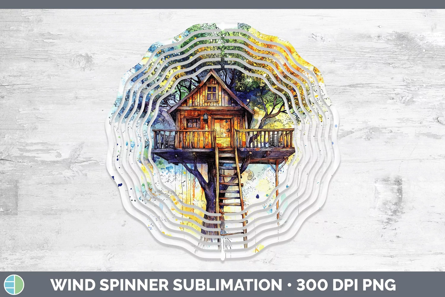 GorgeousWatercolor Splash Toy Wind Spinner design.