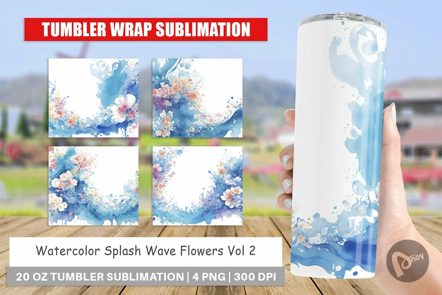 Tumbler Sublimation Wrap Watercolor Splash Wave product image 1