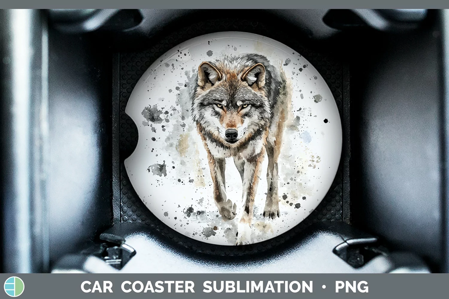 GorgeousWatercolor Splash Car Coaster design.