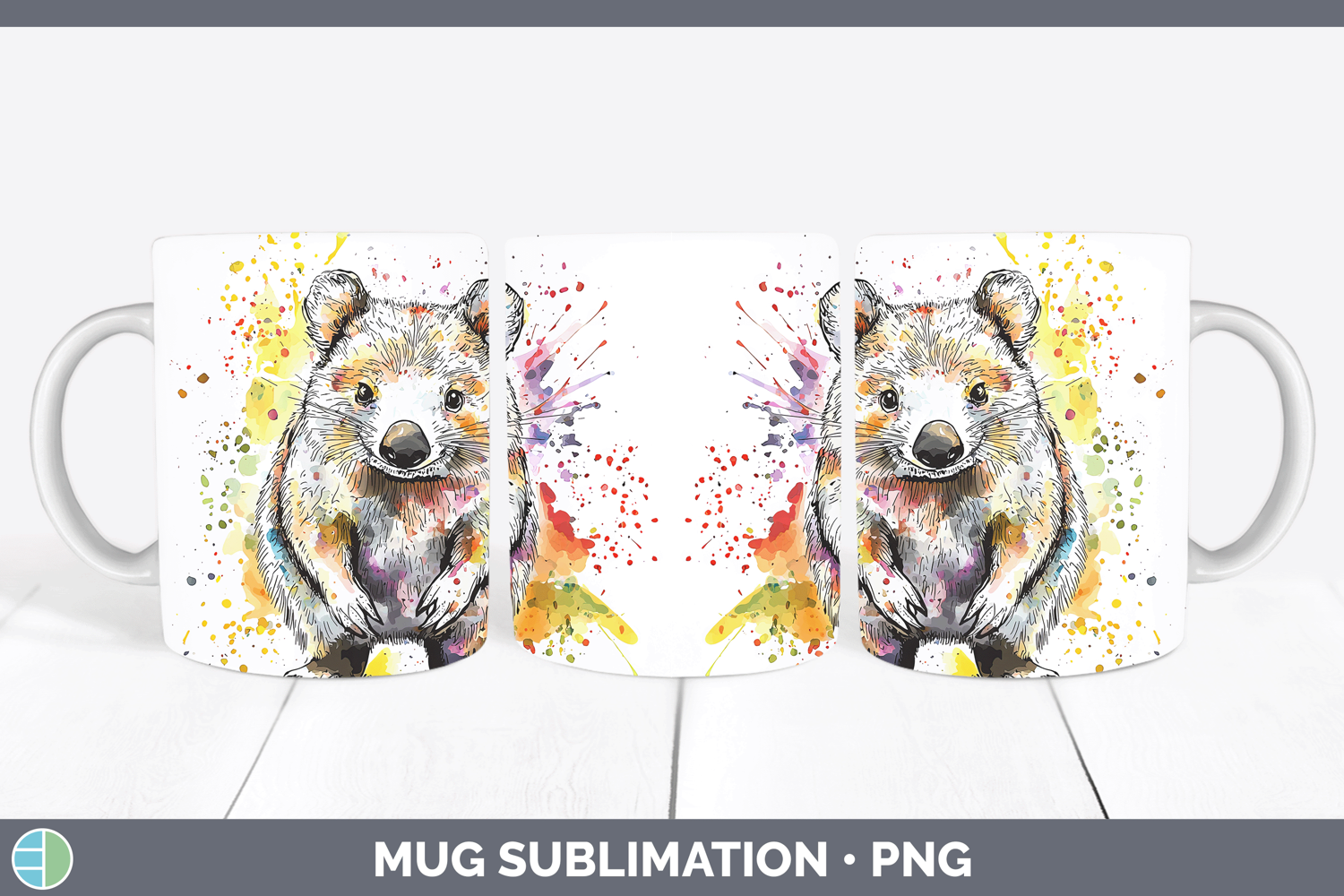 GorgeousWatercolor Splash Mug Wrap design.