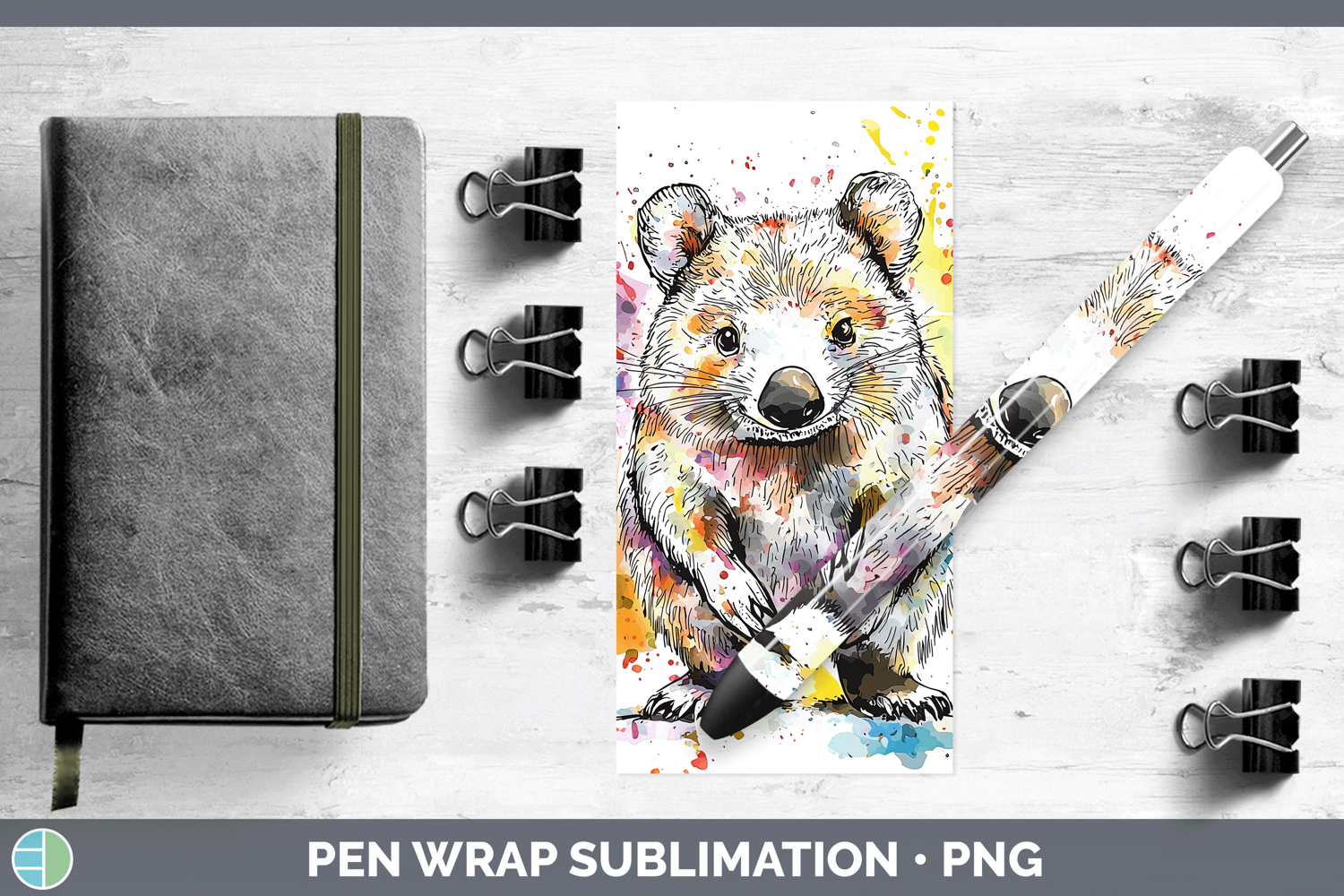 GorgeousWatercolor Splash Pen Wrap design.
