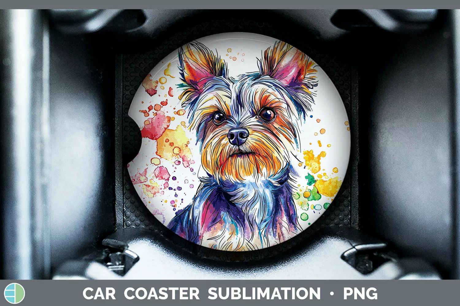 GorgeousWatercolor Splash Car Coaster design.