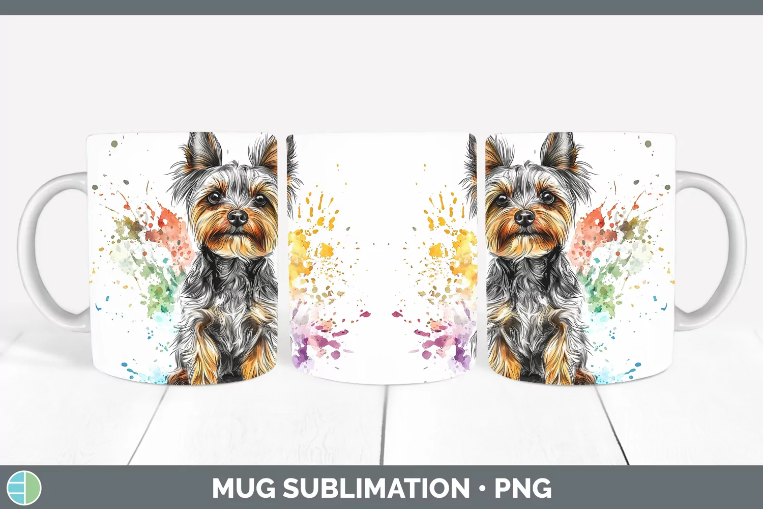 GorgeousWatercolor Splash Mug Wrap design.