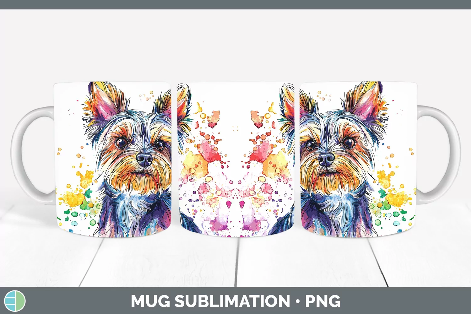 GorgeousWatercolor Splash Mug Wrap design.