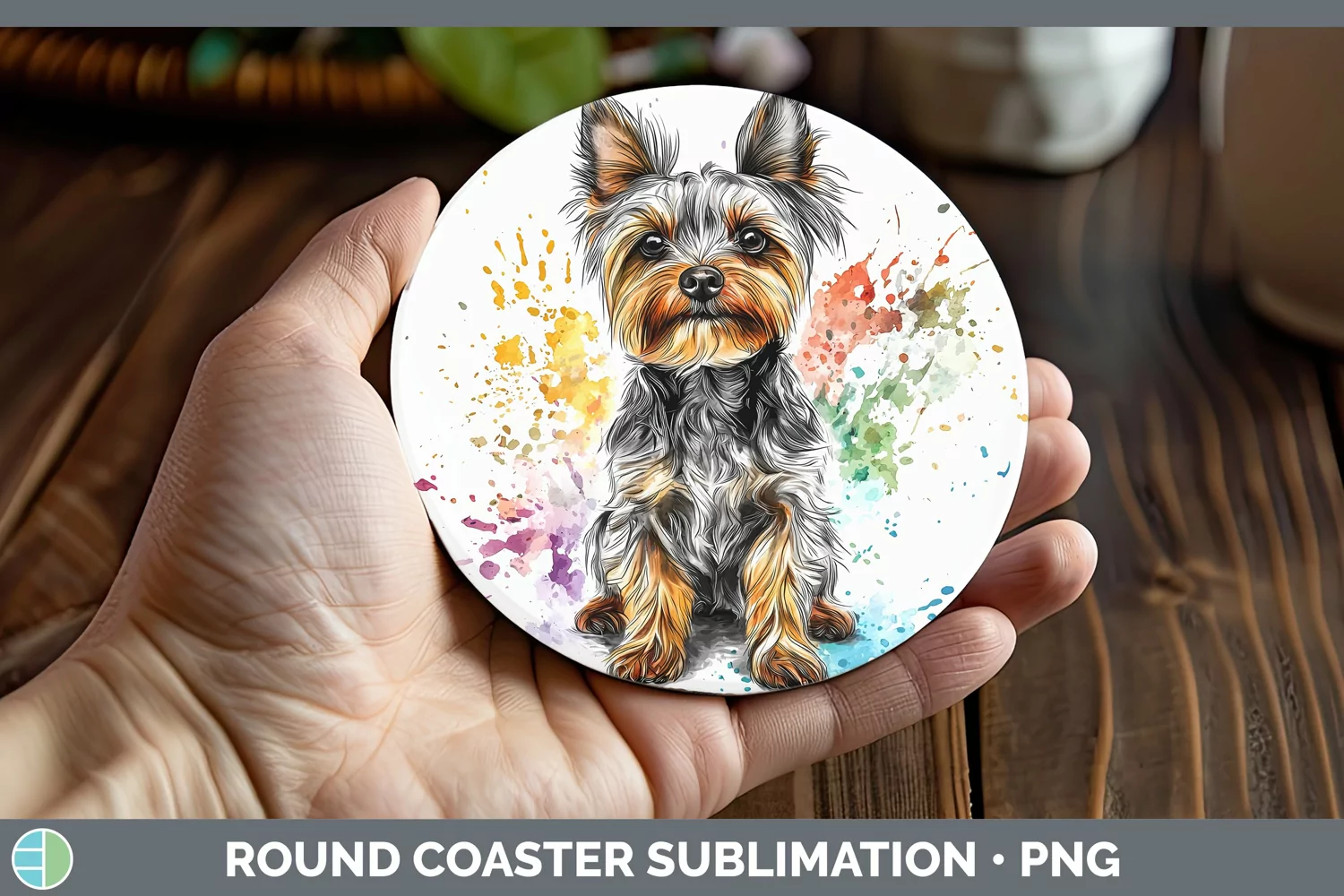 GorgeousWatercolor Splash Round Coaster design.