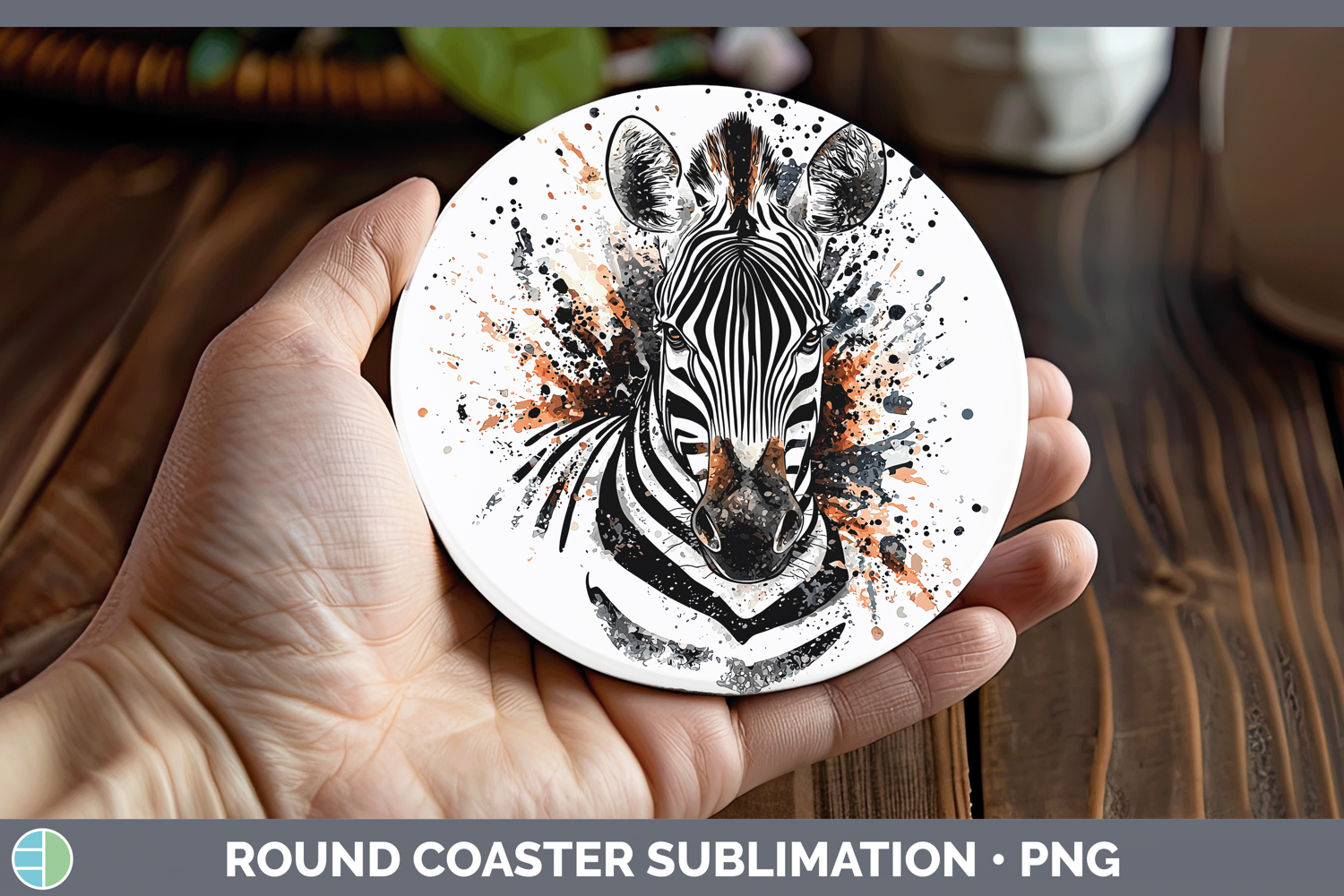 GorgeousWatercolor Splash Round Coaster design.
