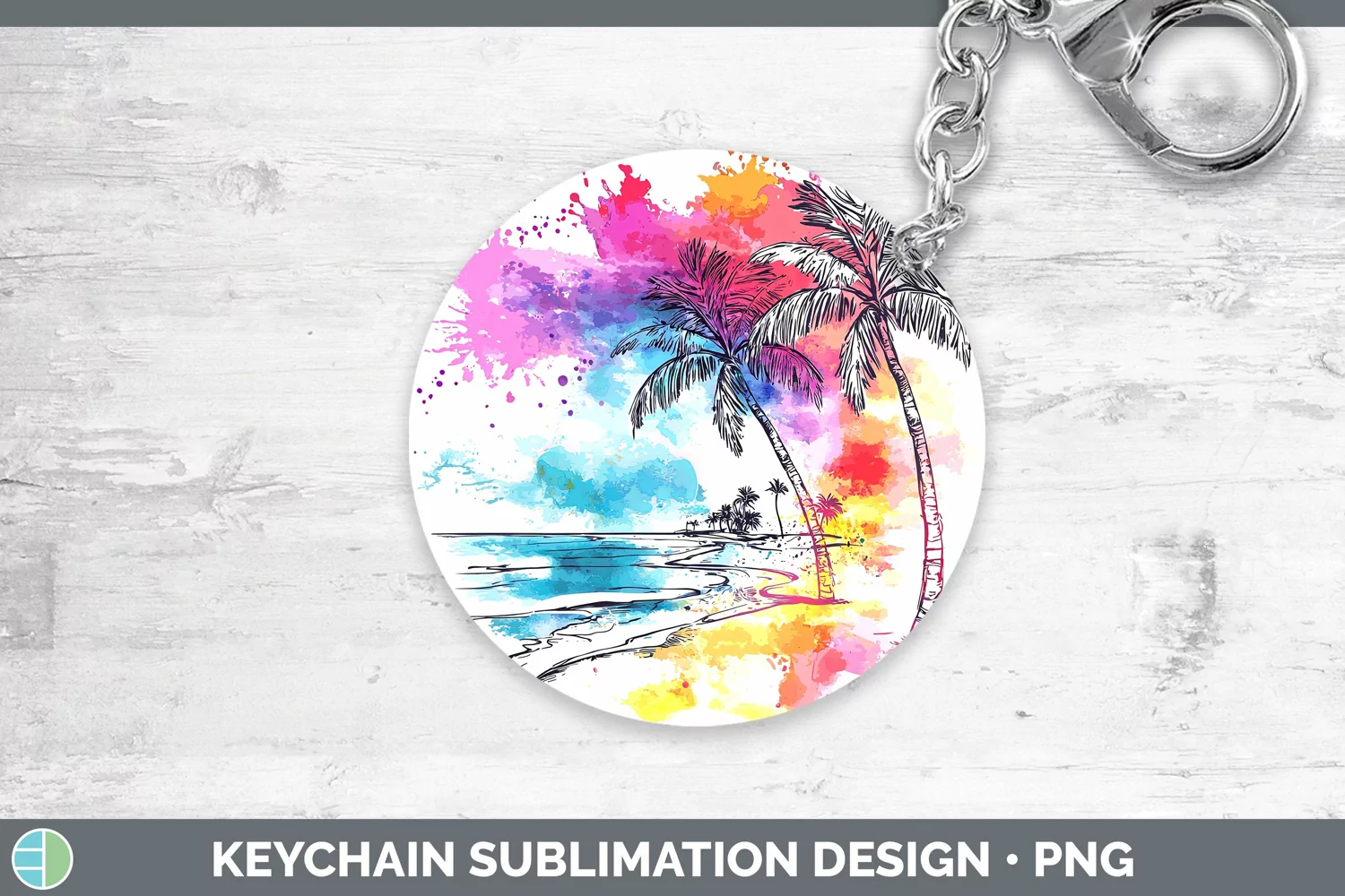 GorgeousWatercolor Splatter Keychain design.