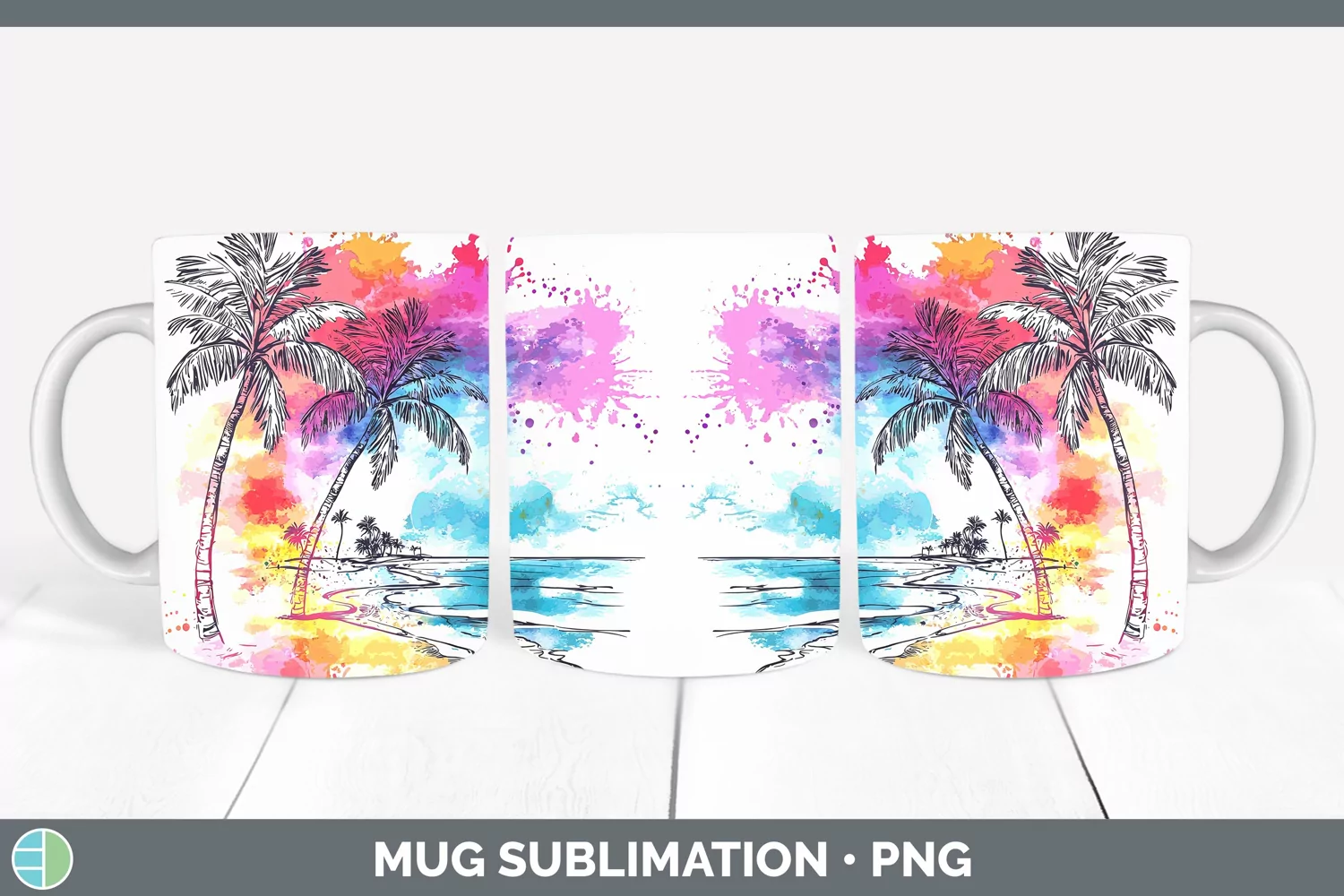 GorgeousWatercolor Splatter Mug Wrap design.