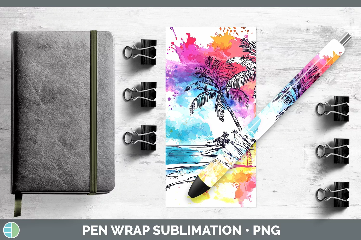 GorgeousWatercolor Splatter Pen Wrap design.